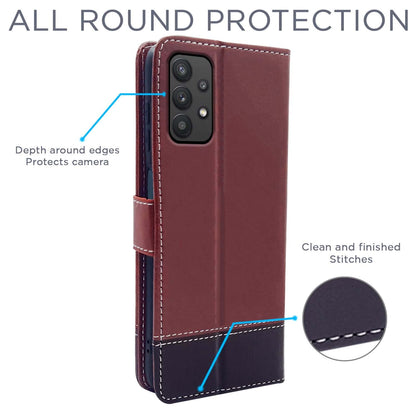 Samsung M32/A32 5G Magnetic wallet flip cover in brown & coffee by Pikkme – photo 4
