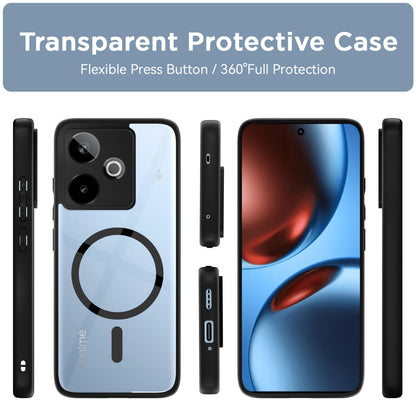 Pikkme Realme GT 7 5G / GT 7T 5G Eagle 2 Mag-Safe Shockproof Hard Transparent Back Cover (Black)