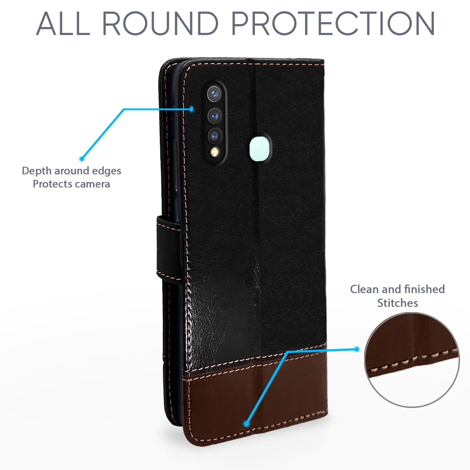 Pikkme black & brown flip case for Vivo U20/Y19 – photo 3