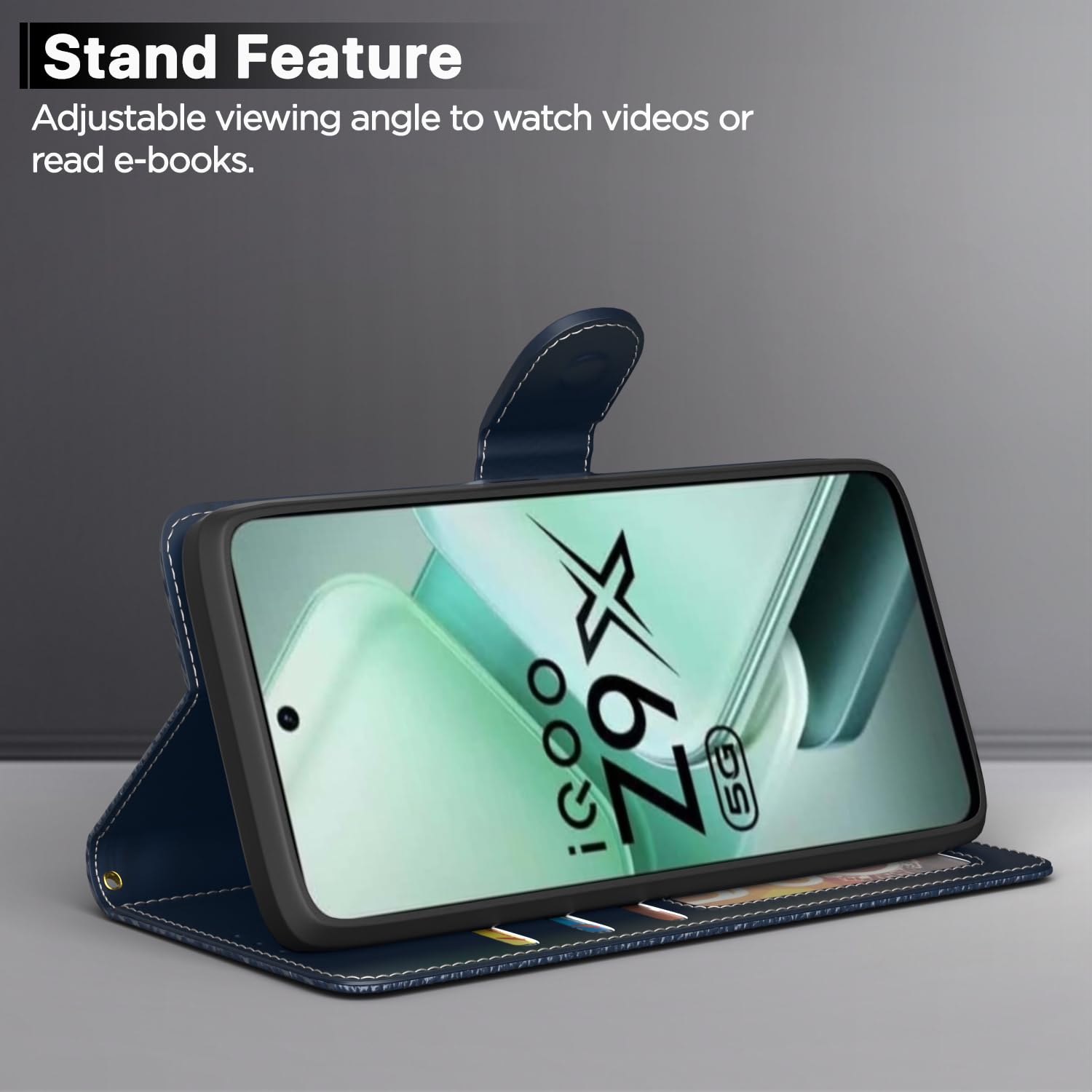 Blue Wallet flip case for iQOO Z9x 5G – Pikkme – photo 3
