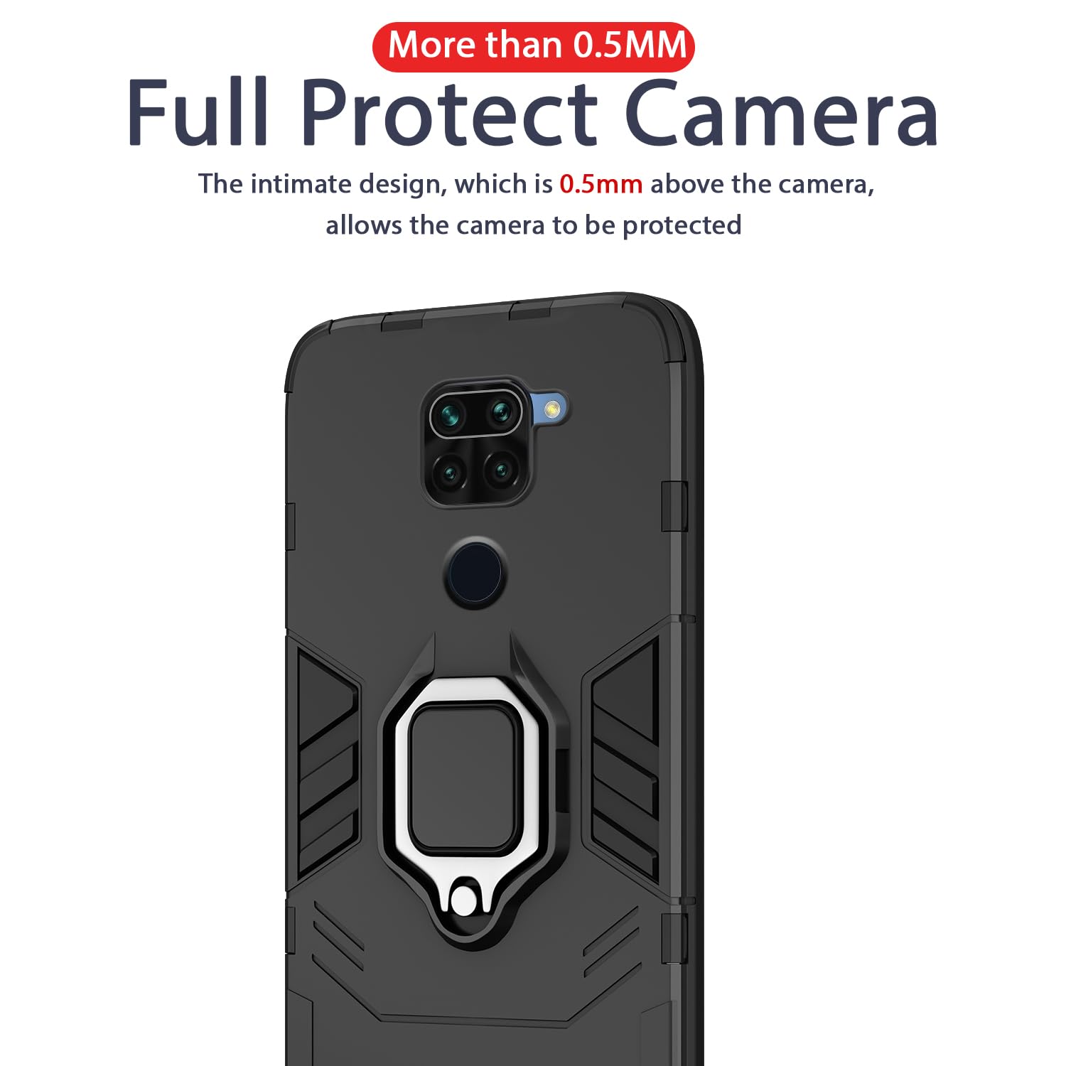 Pikkme Redmi Note 9 D5 Tough Armor Back Cover | Black