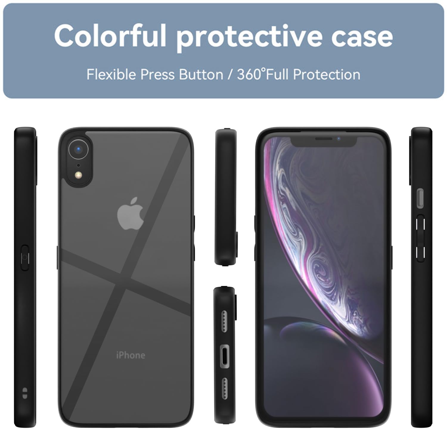 Pikkme iPhone XR Eagle 2.0 Shockproof Sleek Hybrid Armor Back Cover (Black)