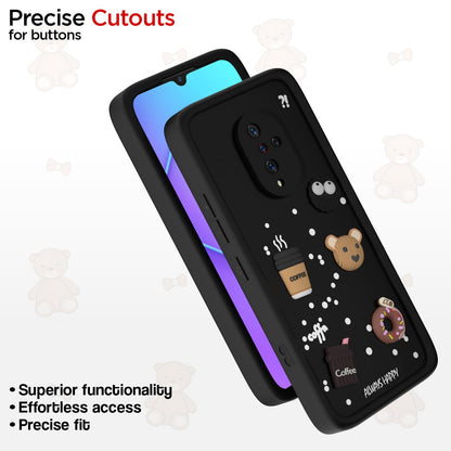 Pikkme Vivo S1 Pro Cute Fun Cartoon 3D Bear Coffee Back Cover (Black)