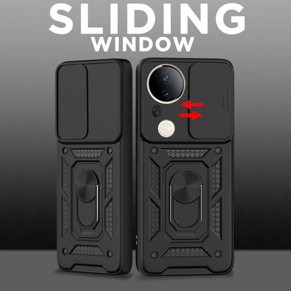 Pikkme Vivo T4 Ultra 5G D10 Tough Armor Back Cover (Black)