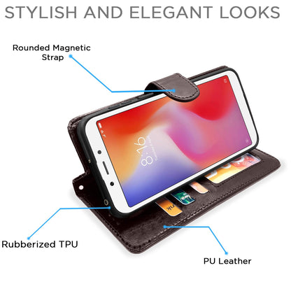 Pikkme Redmi 6 Vintage Flip Cover (Coffee)