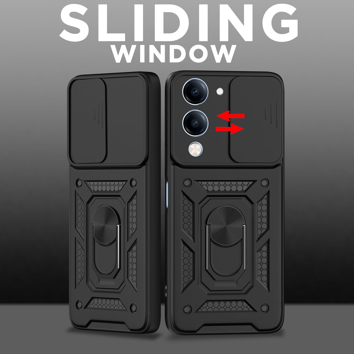 Pikkme Vivo T4 Lite 5G / iQOO Z10 Lite 5G / Vivo Y04 4G / Vivo Y19 5G D10 Tough Armor Back Cover (Black)
