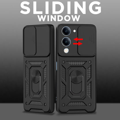 Pikkme Vivo T4 Lite 5G / iQOO Z10 Lite 5G / Vivo Y04 4G / Vivo Y19 5G D10 Tough Armor Back Cover (Black)