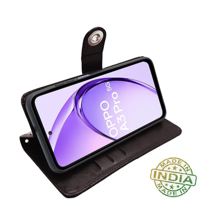 Pikkme Oppo A3 Pro 5G Button Flip Cover (Coffee)