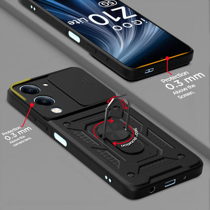 Pikkme Vivo T4 Lite 5G / iQOO Z10 Lite 5G / Vivo Y04 4G / Vivo Y19 5G D10 Tough Armor Back Cover (Black)