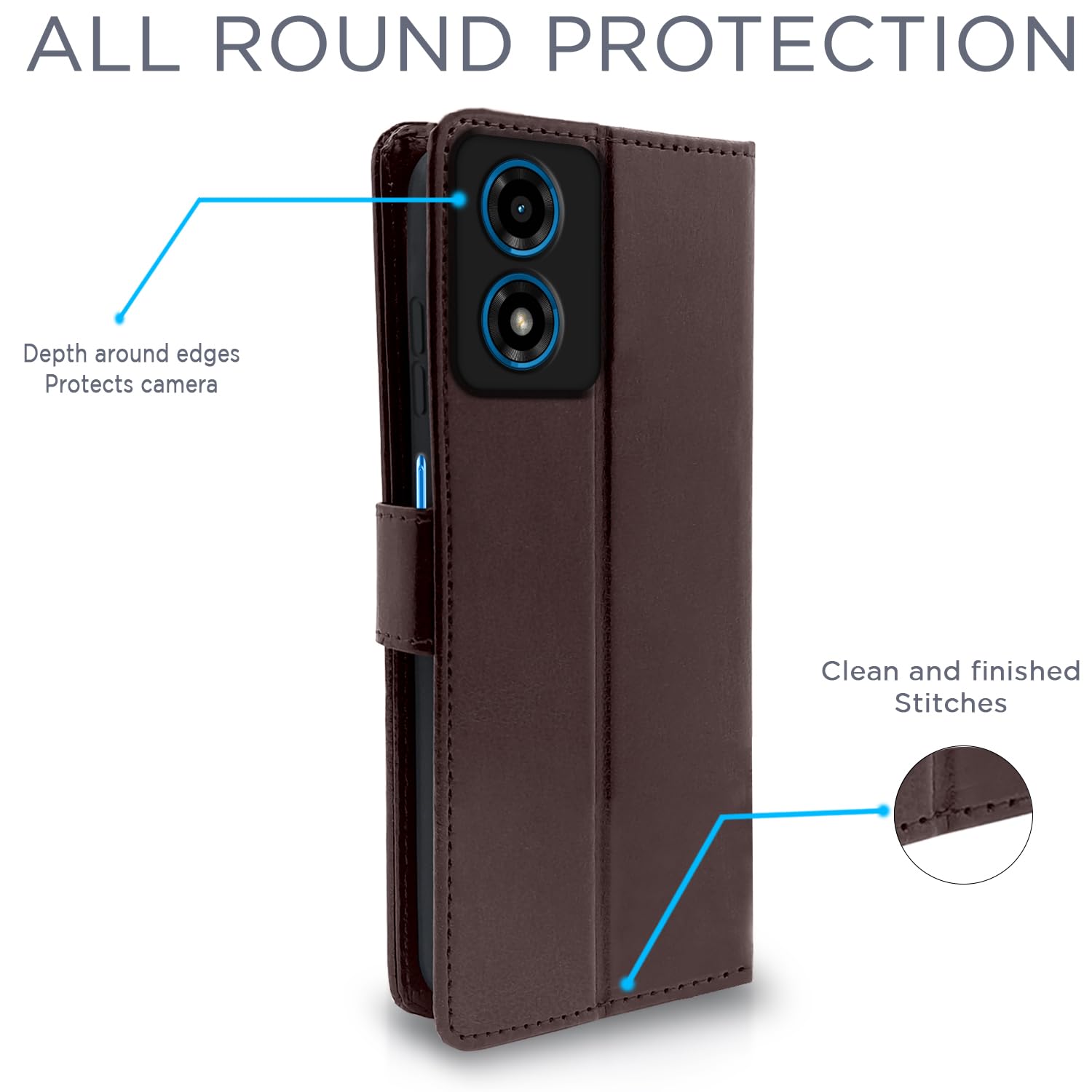 Moto G04 mobile flip cover in coffee by Pikkme – photo 4