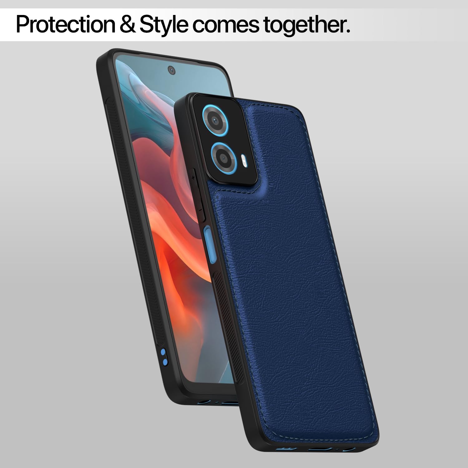 Moto G34/G45 5G Leather mobile back cover in blue by Pikkme – photo 6