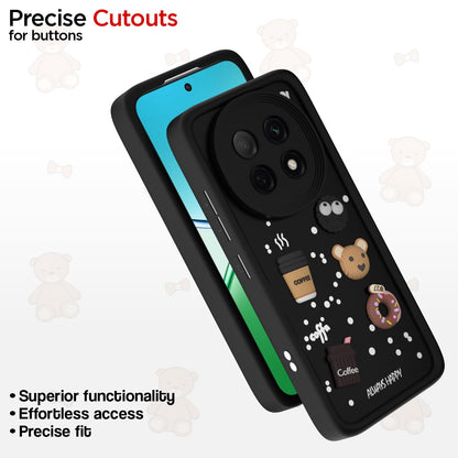 Pikkme Oppo F29 Pro 5G Cute Fun Cartoon 3D Bear Coffee Back Cover (Black)