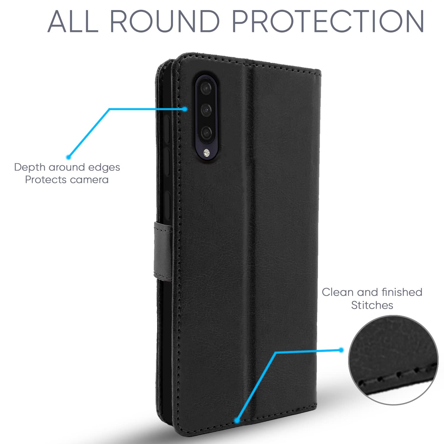 Pikkme Mi A3  Vintage Flip Cover (Black)