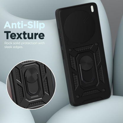 Pikkme Vivo X200 5G Sliding Camera Shield & Stand D10 Tough Armor Back Cover (Black)