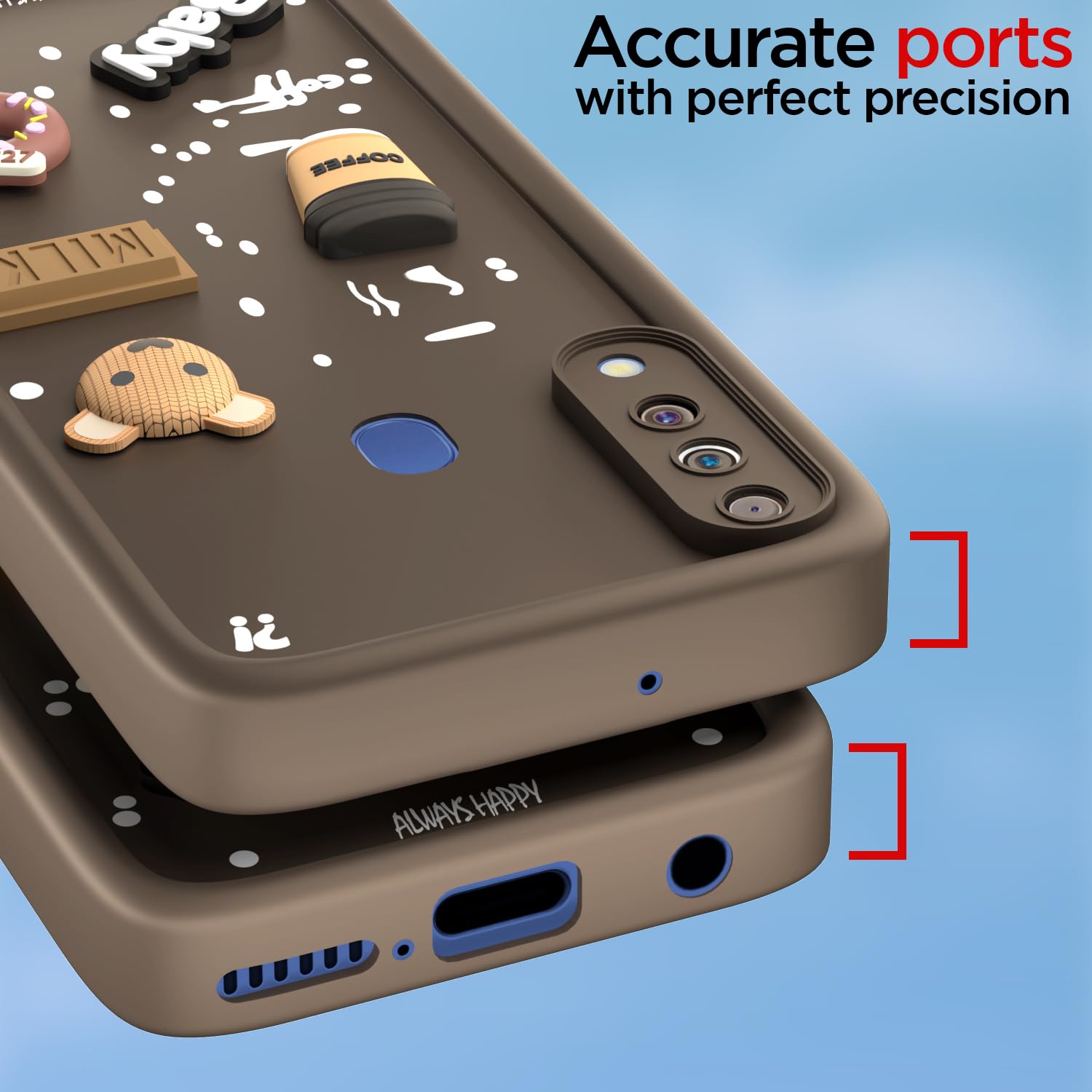 Samsung M30/3D Silicone mobile back cover in brown by Pikkme – photo 4