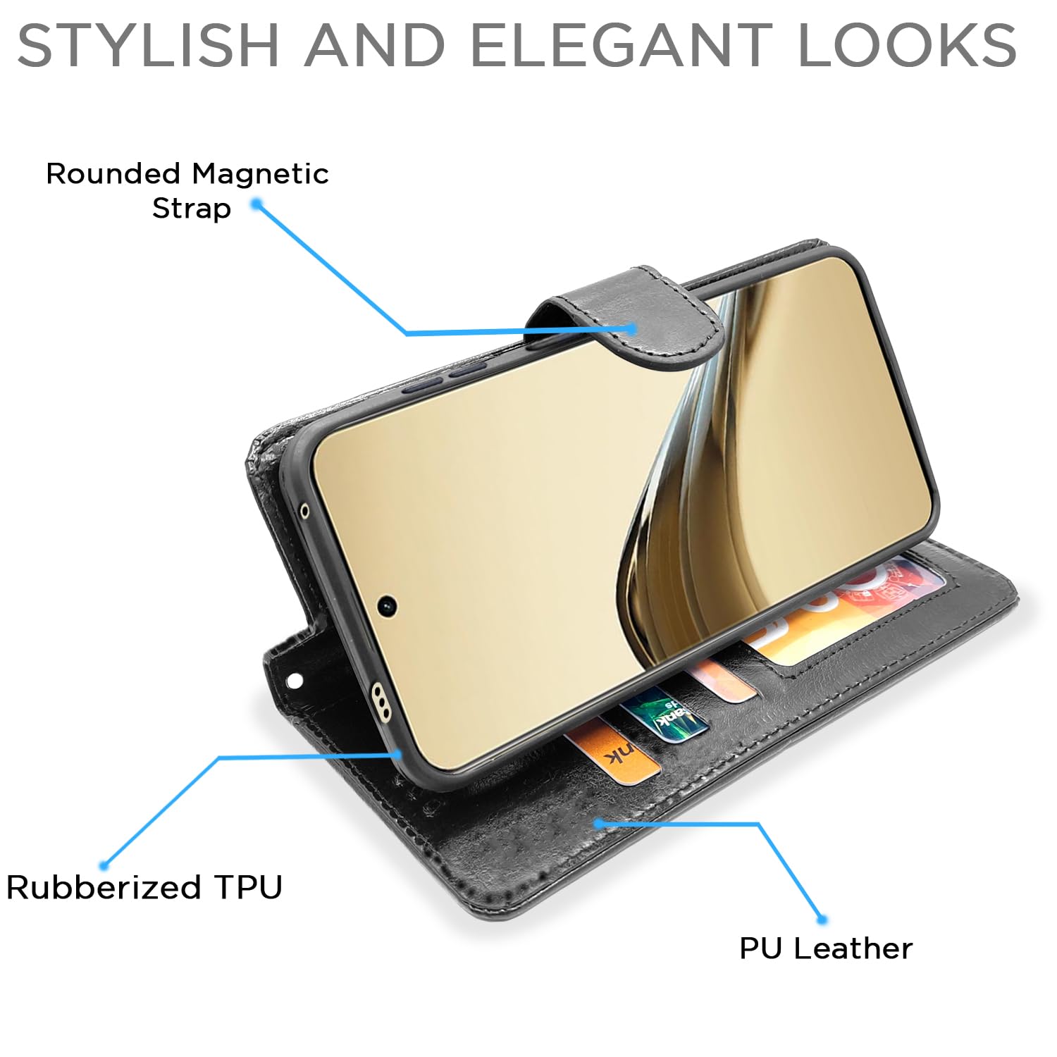 Pikkme Realme 13 Pro 5G Vintage Flip Cover (Black)