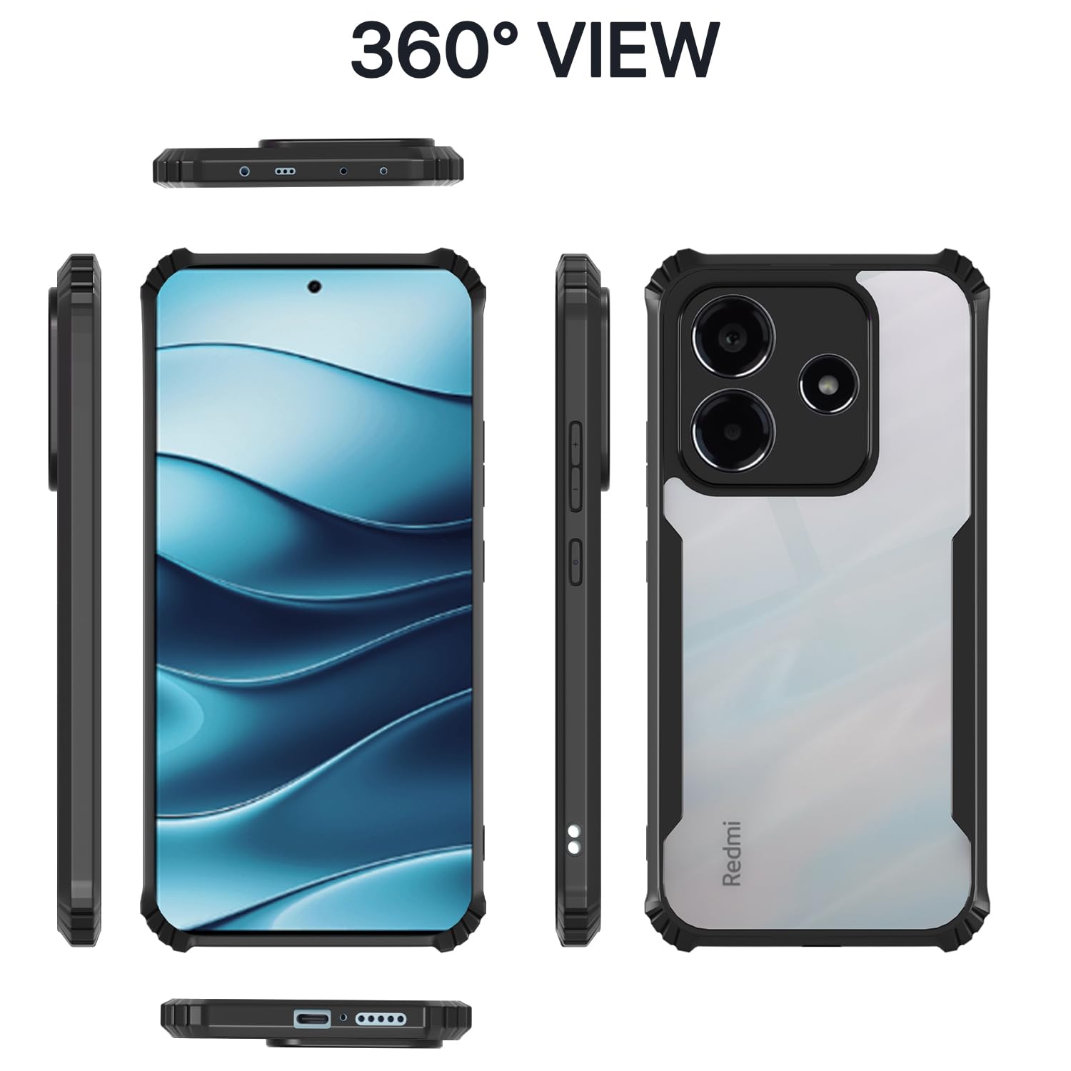 Pikkme Redmi Note 14 5G Clear black mobile cover – photo 3