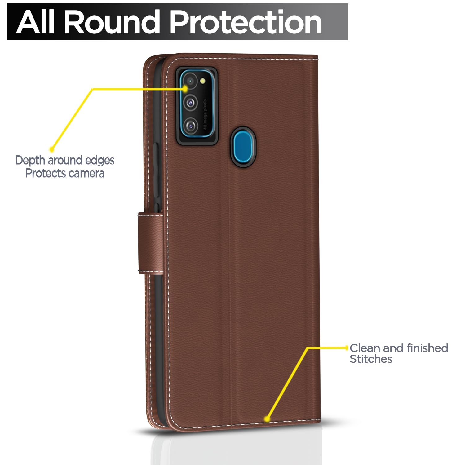 Samsung M30s/M21/M21 2021 Wallet flip cover in tan by Pikkme – photo 4
