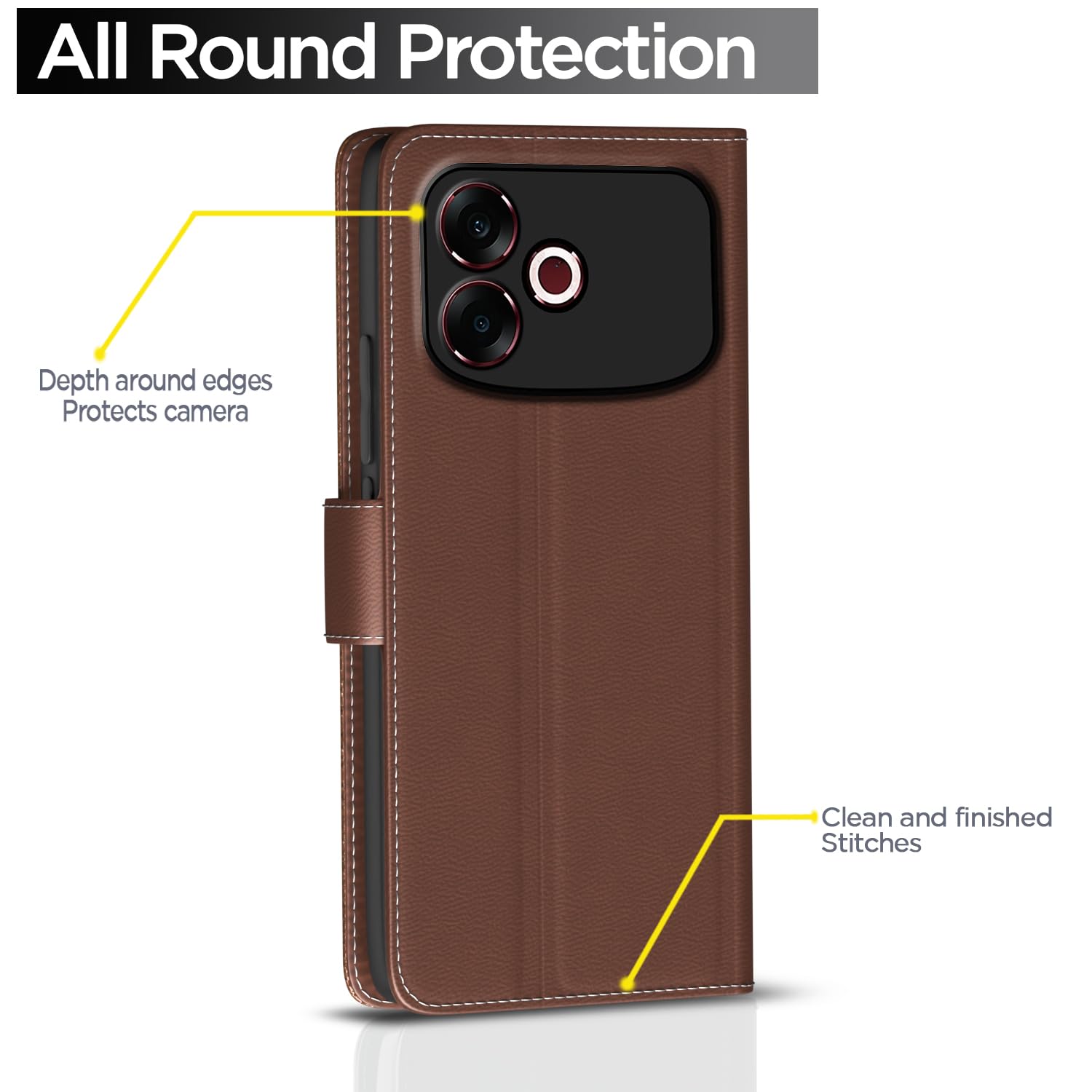 Pikkme tan Wallet flip cover for Oppo F33 Pro 5G – photo 4