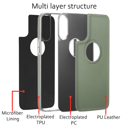 Pikkme iPhone Xs Max Silver Electroplated Chrome Leather Back Cover (Green)