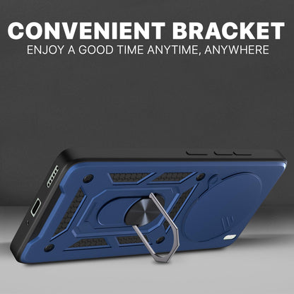 Pikkme Vivo X200 5G Sliding Camera Shield & Stand D10 Tough Armor Back Cover (Blue)