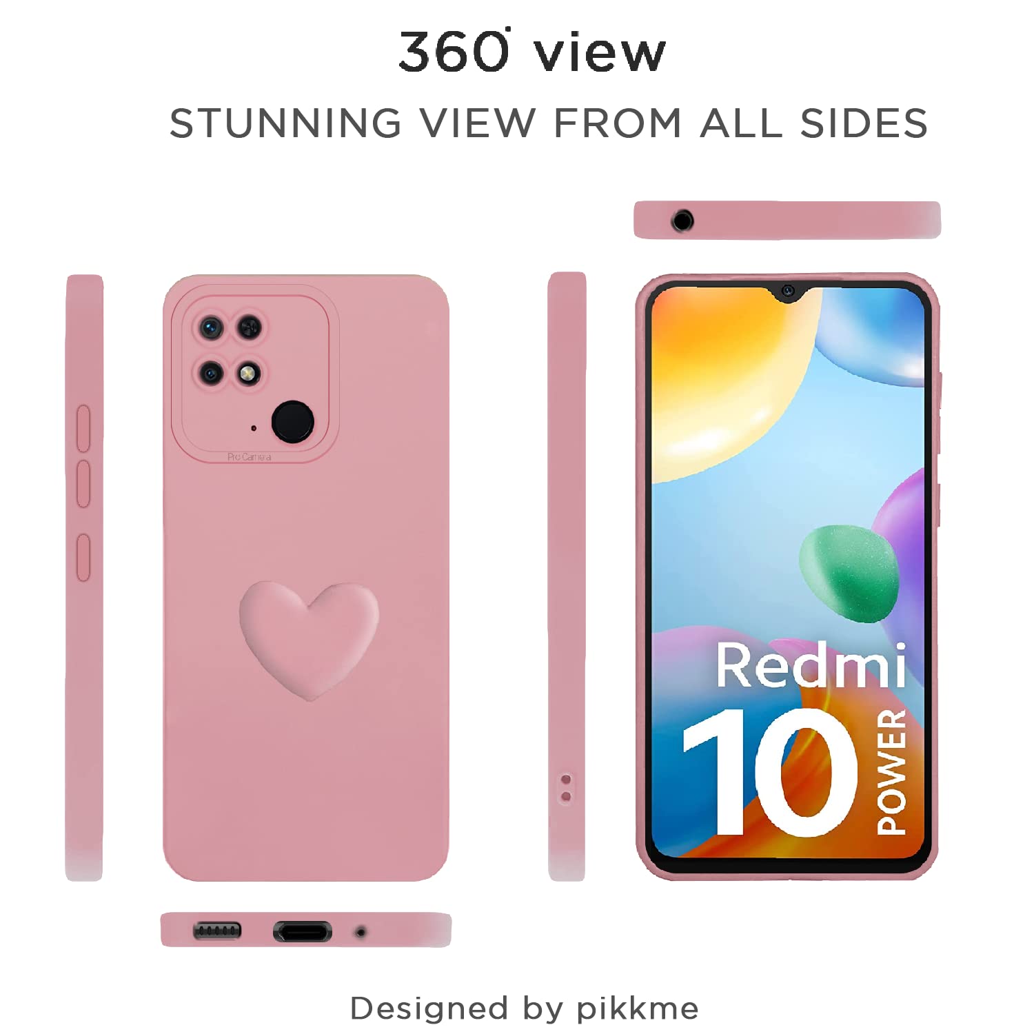 Pikkme Redmi 10/10 Power pink mobile back cover – photo 2