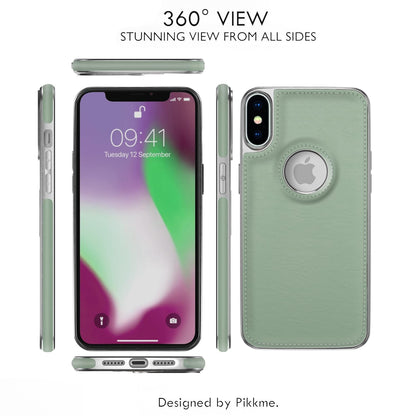 Pikkme iPhone Xs Max Silver Electroplated Chrome Leather Back Cover (Green)