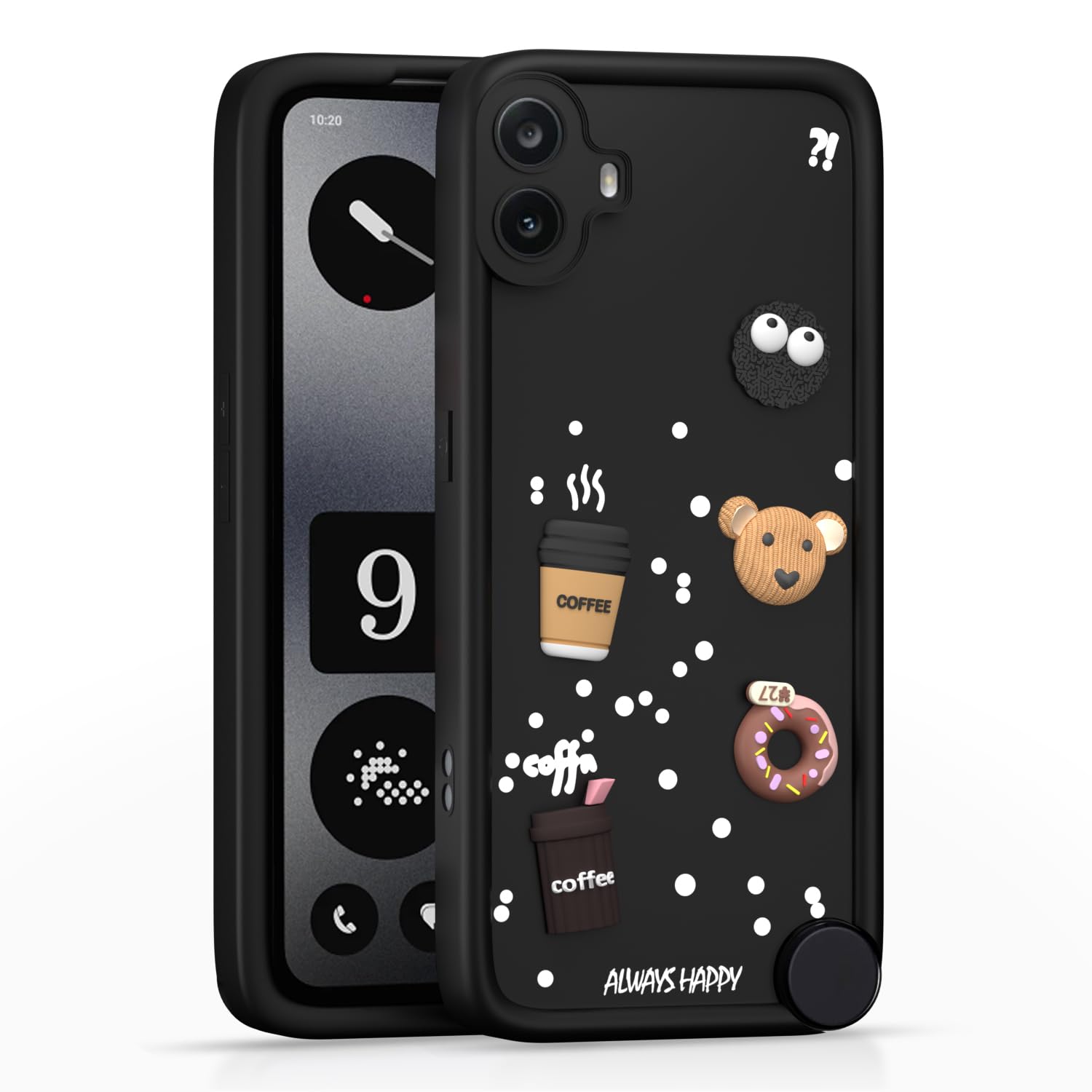Pikkme CMF by Nothing Phone 1 Cute Fun Cartoon 3D Bear Silicon Back Cover - Black