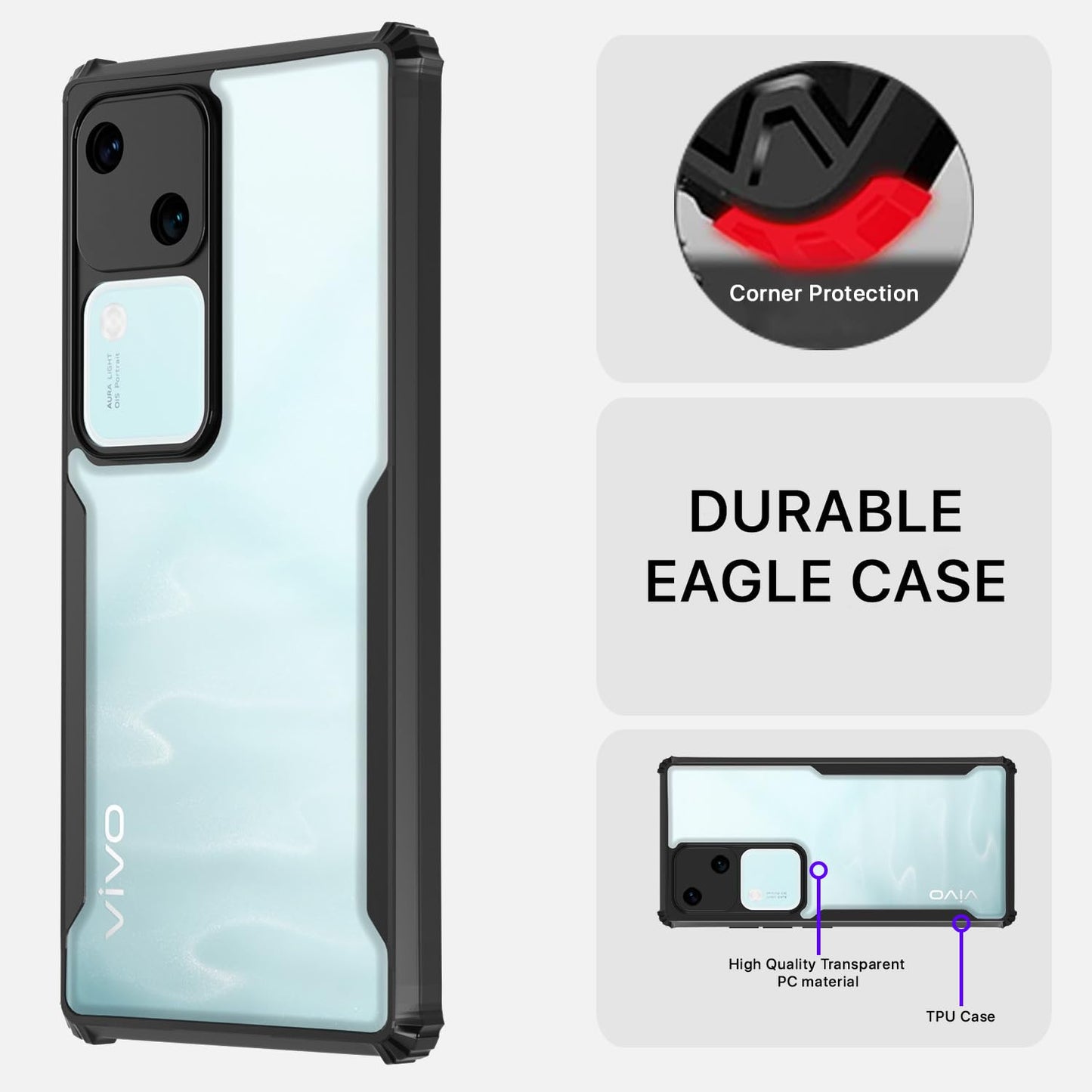 Pikkme Vivo V30 5G Eagle Back Cover (Black)