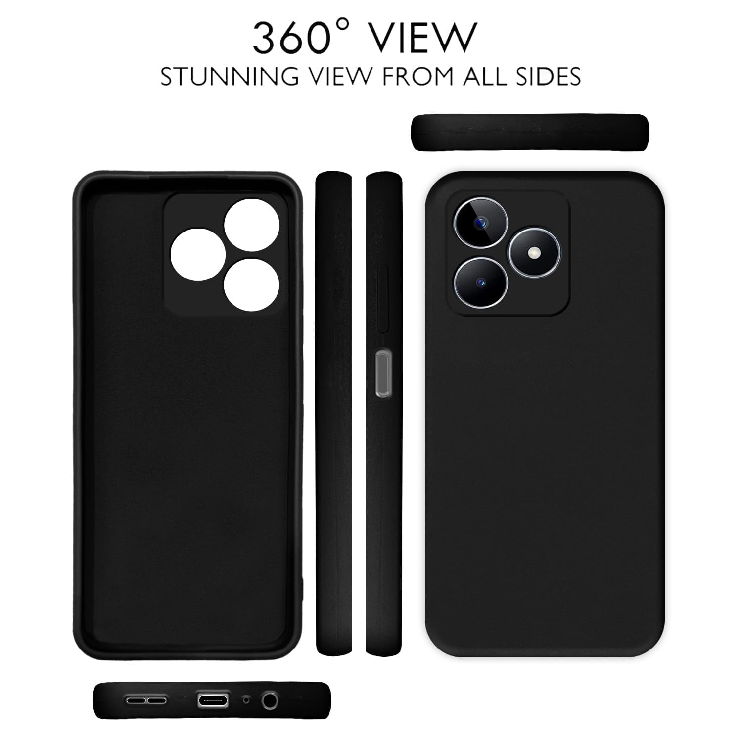 Black Liquid Silicone mobile back cover for Realme Narzo N53 – Pikkme – photo 5