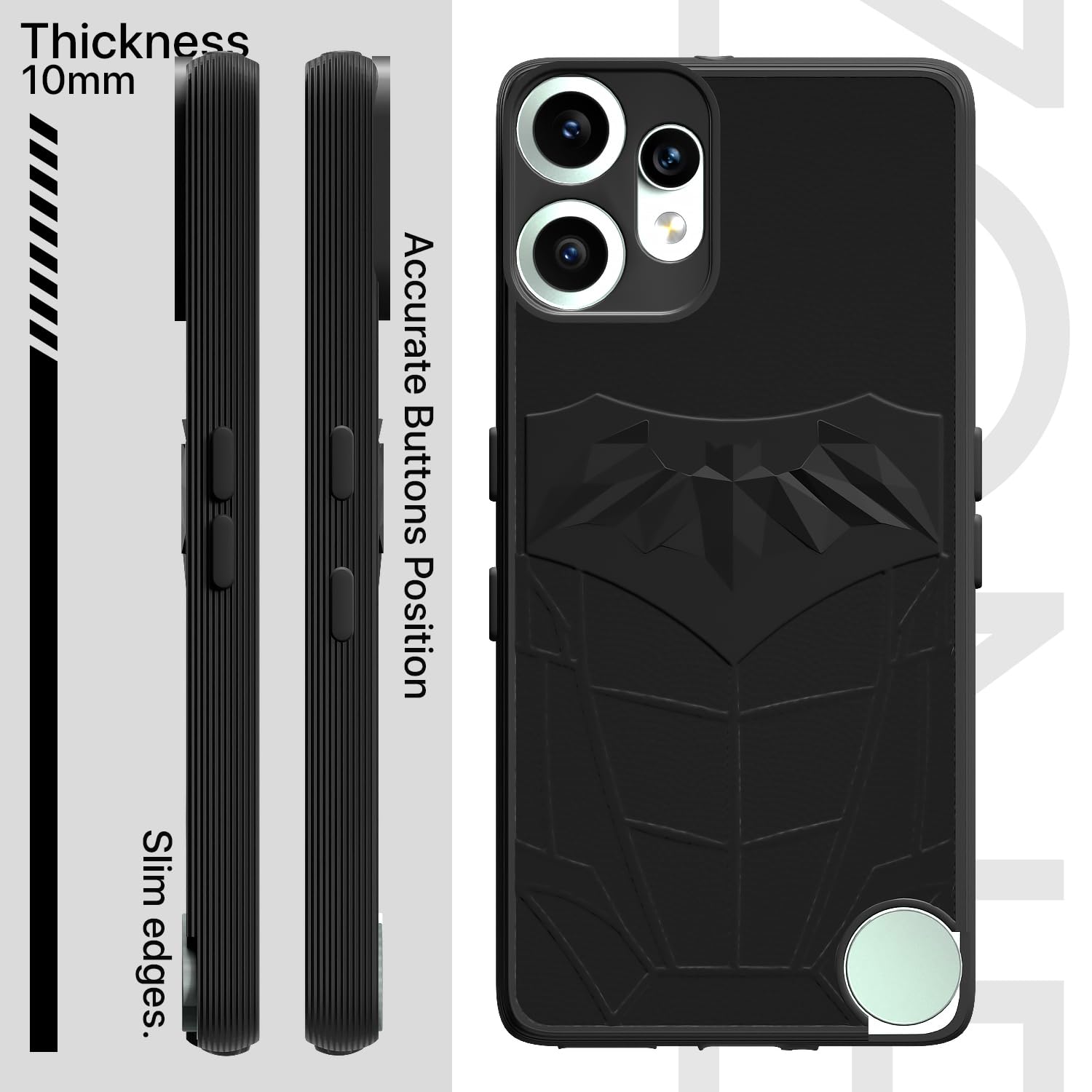 Pikkme CMF by Nothing Phone 2 Pro 5G Shockproof Stylish Cartoon Back Cover (Black)