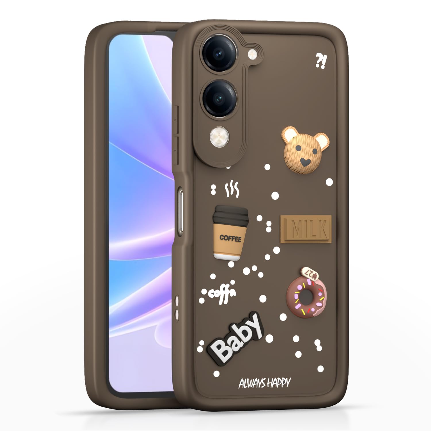 Brown mobile cover for iQOO Z10 Lite 5G/Vivo T4 Lite 5G/Y19 5G/Y19e/Y04 4G/Y29s 5G/3D – Pikkme
