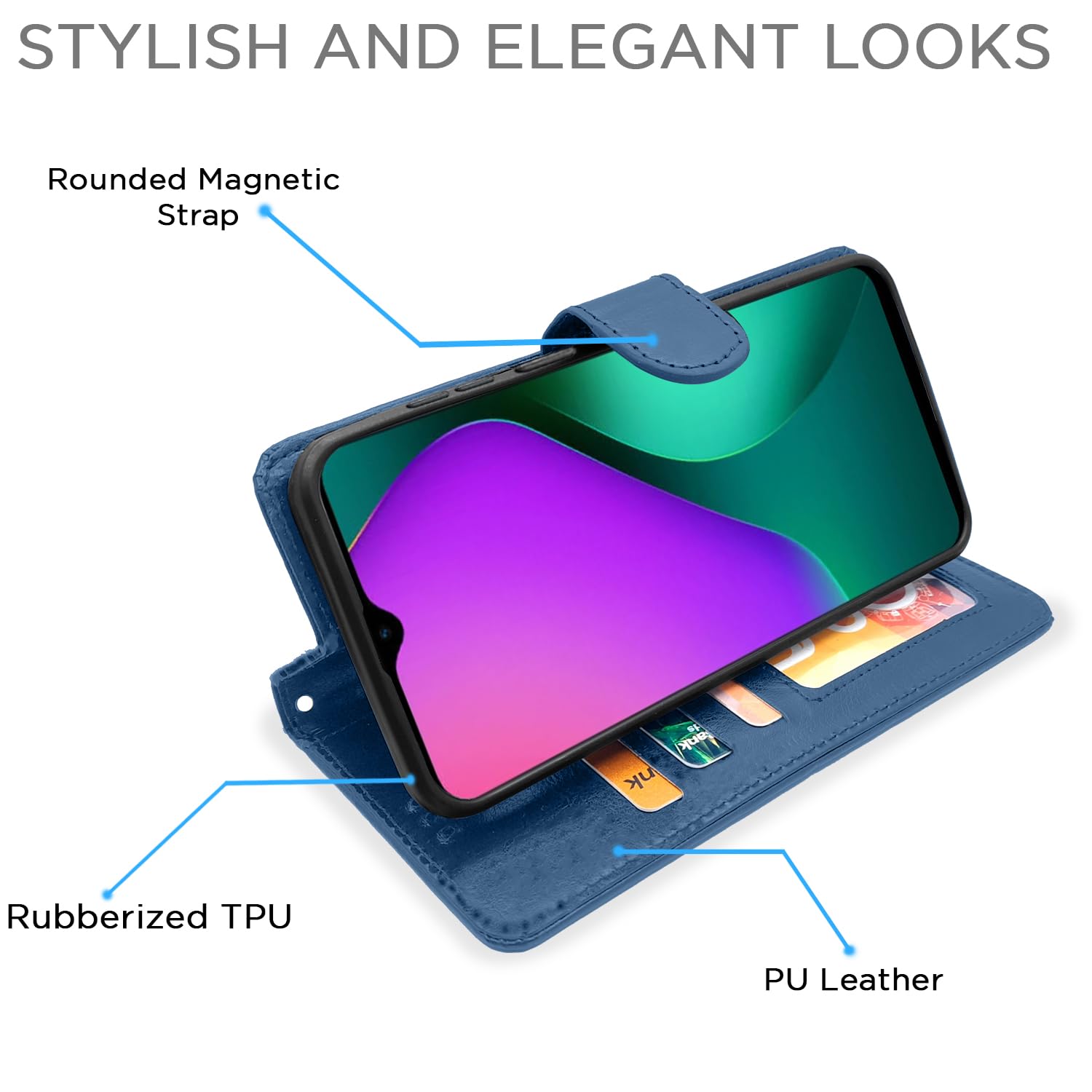 Infinix Smart 5 Wallet wallet flip cover in blue by Pikkme – photo 3