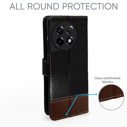 Pikkme OnePlus 11R 5G Magnetic black & brown wallet flip cover – photo 4