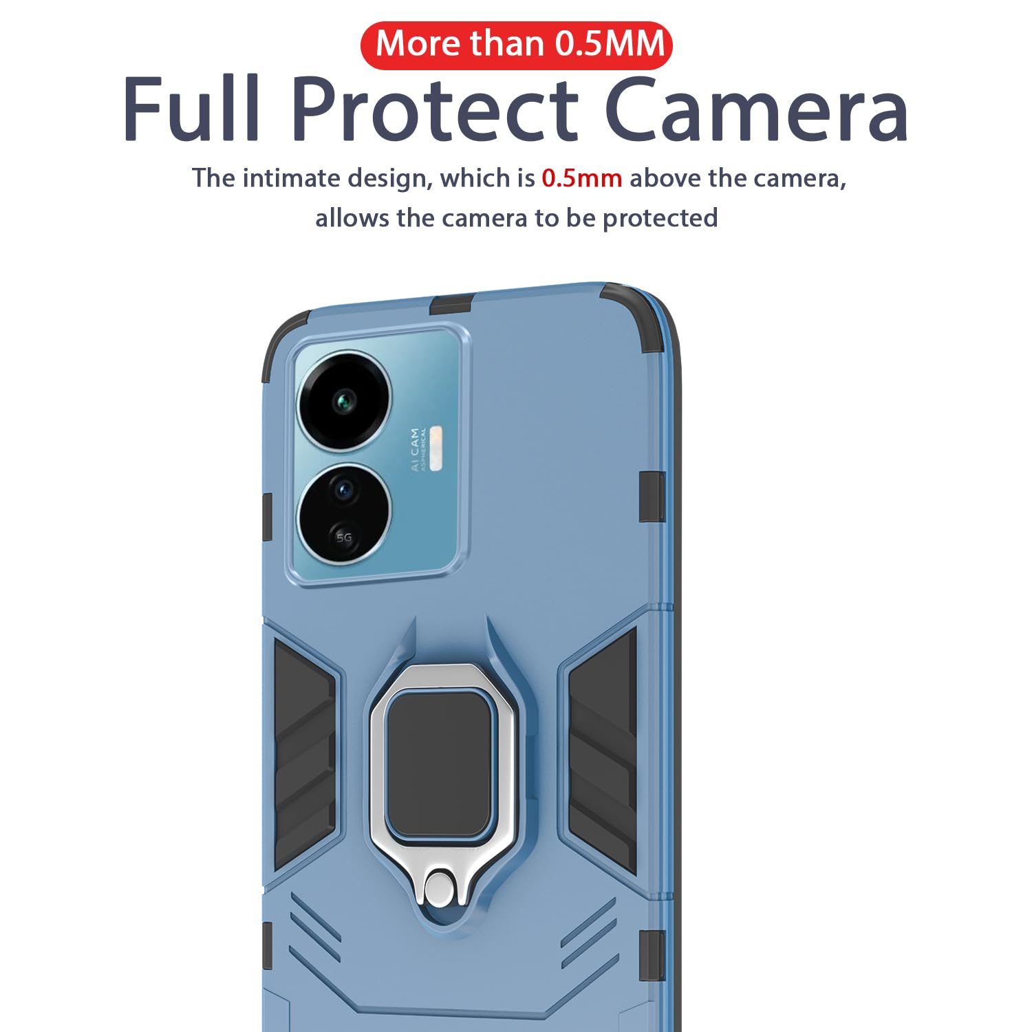 Pikkme iQOO Z6 Lite 5G D5 Tough Armor Back Cover (Blue)