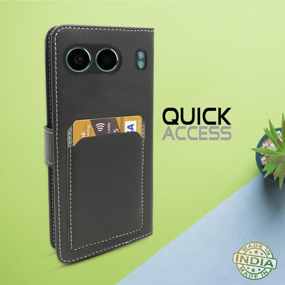 Pikkme OnePlus Nord 4 5G Contrast flip Cover (Grey)