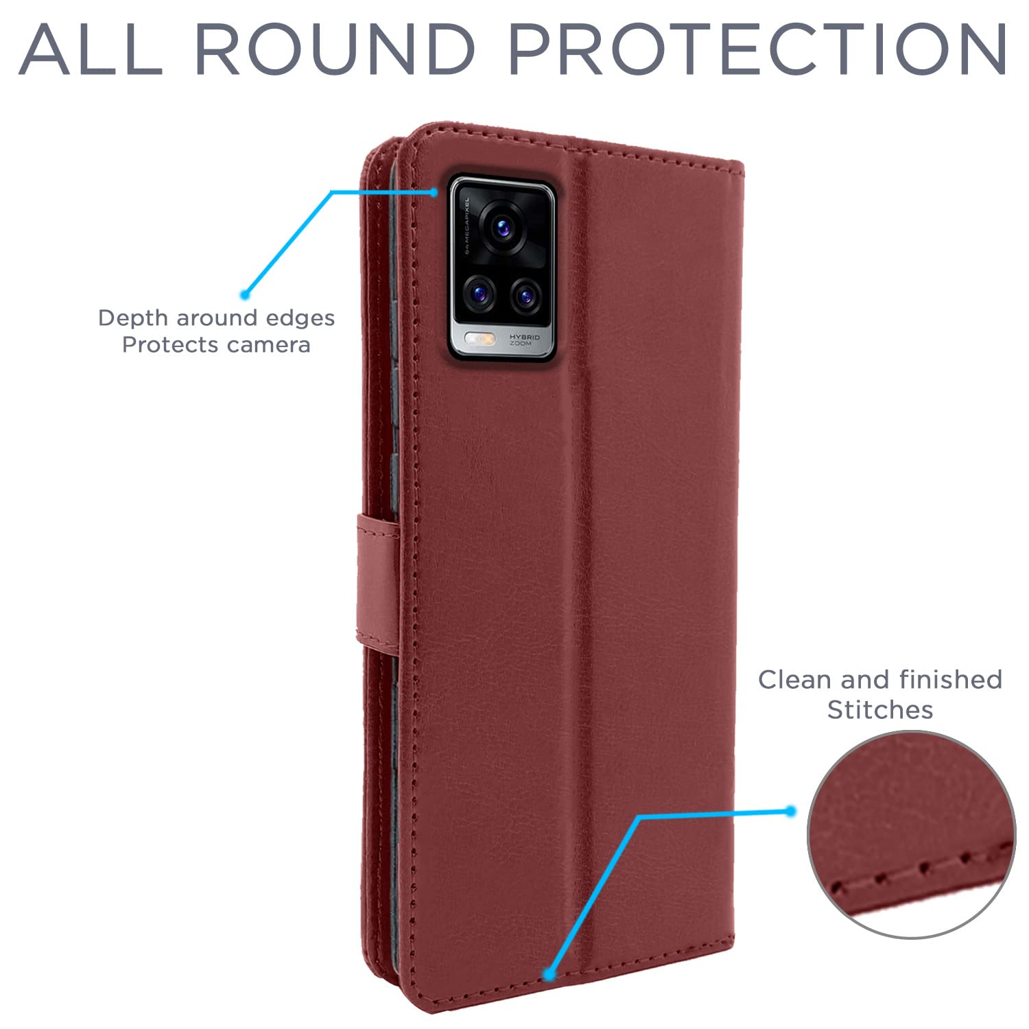 Vivo V20 Pro flip case in brown by Pikkme – photo 4