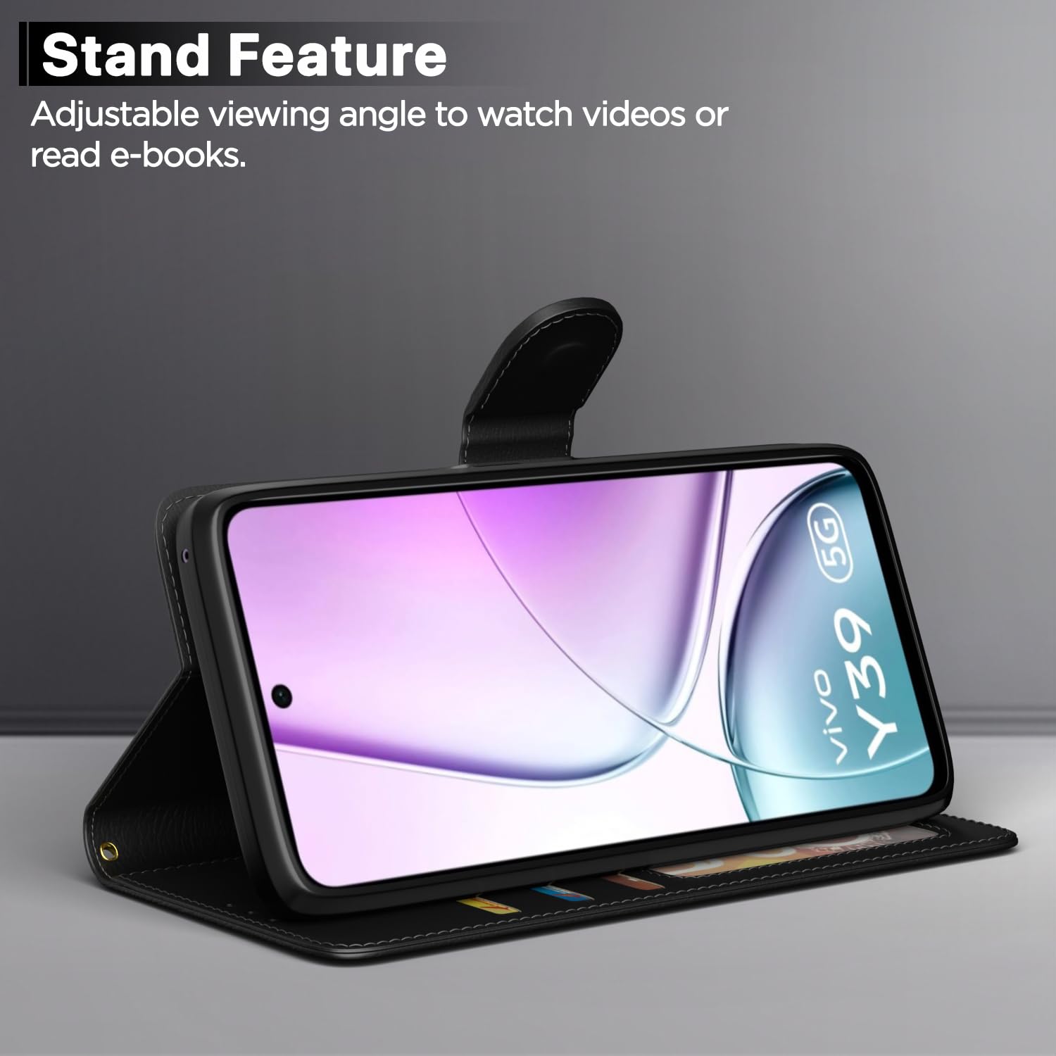 Pikkme Vivo Y39 5G Vintage Flip Cover (Black)