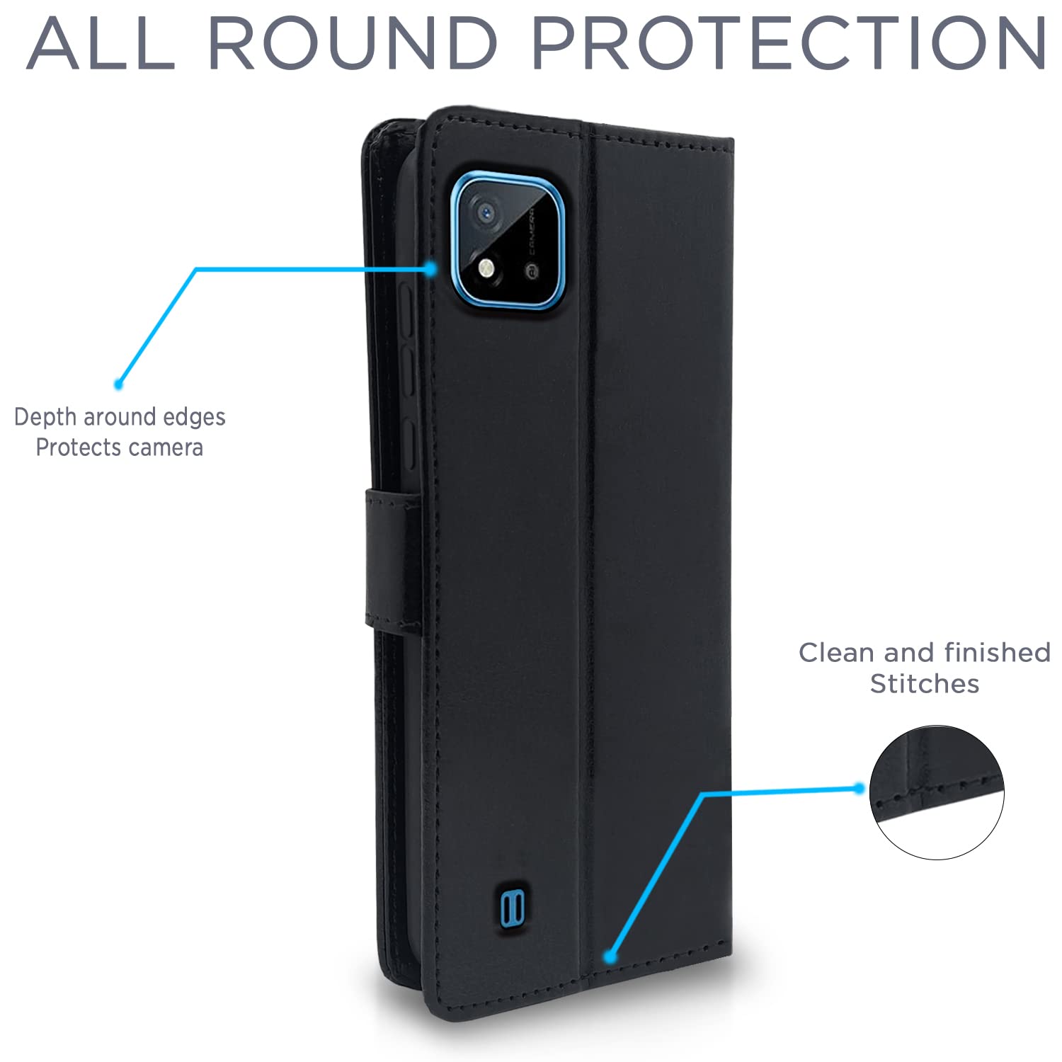Pikkme Realme C20 Vintage Flip Cover | Black