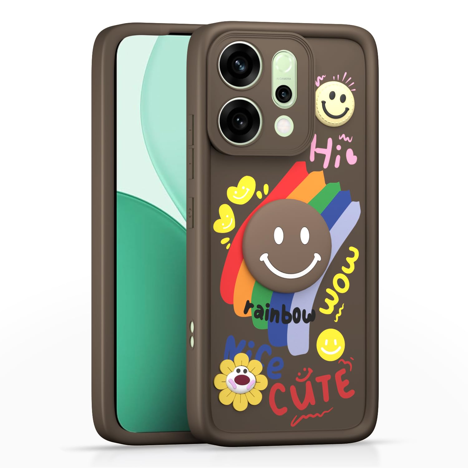 Pikkme brown mobile back cover for Oppo Reno 14 5G
