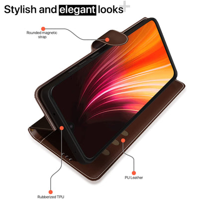 Pikkme brown & coffee Magnetic wallet flip cover for Redmi Note 8 – photo 3