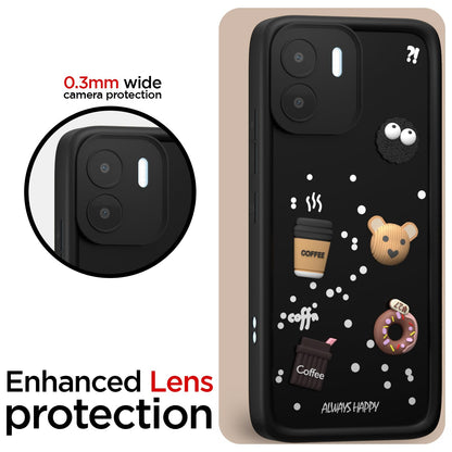 Pikkme Redmi A1 / Redmi A2 Cute Fun Cartoon 3D Bear Coffee Back Cover (Black)