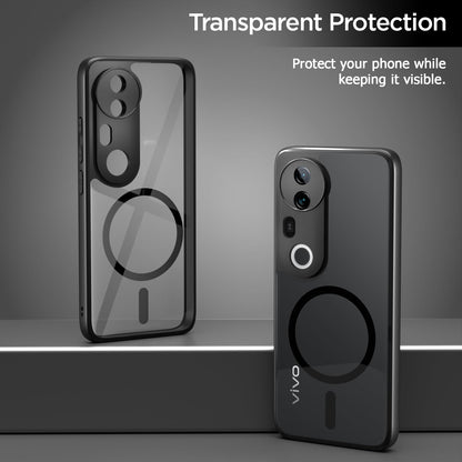Pikkme Vivo T4 Ultra 5G Eagle 2 Mag-Safe Shockproof Hard Transparent Back Cover (Black)