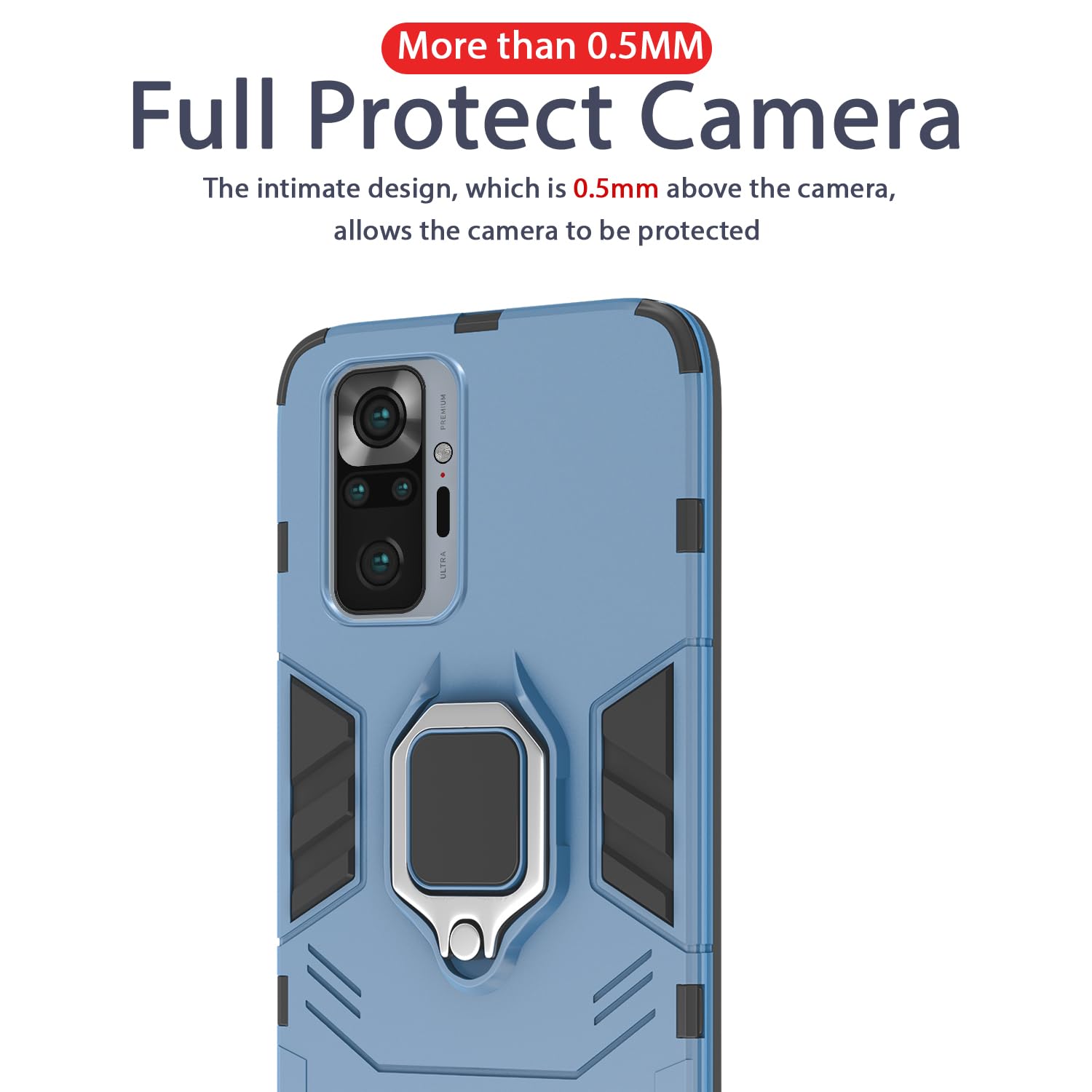 Pikkme Redmi Note 10 Pro/Note 10 Pro Max D5 Tough Armor Back Cover | Blue