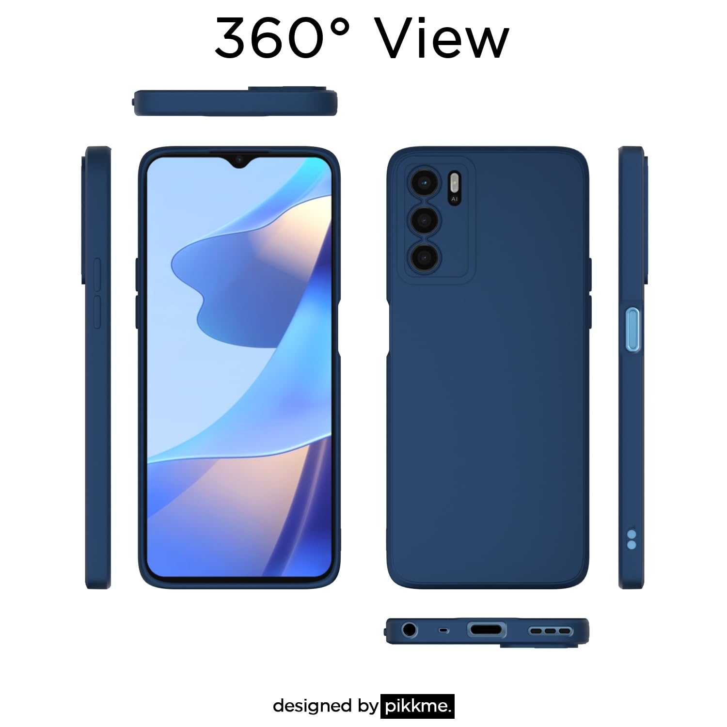Oppo A16 Matte mobile back cover in blue by Pikkme – photo 3