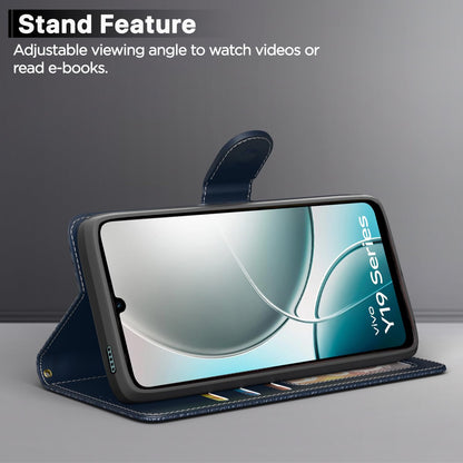 Pikkme Vivo Y19e / Y04 4G / Y29s 5G Contrast Flip Cover (Blue)