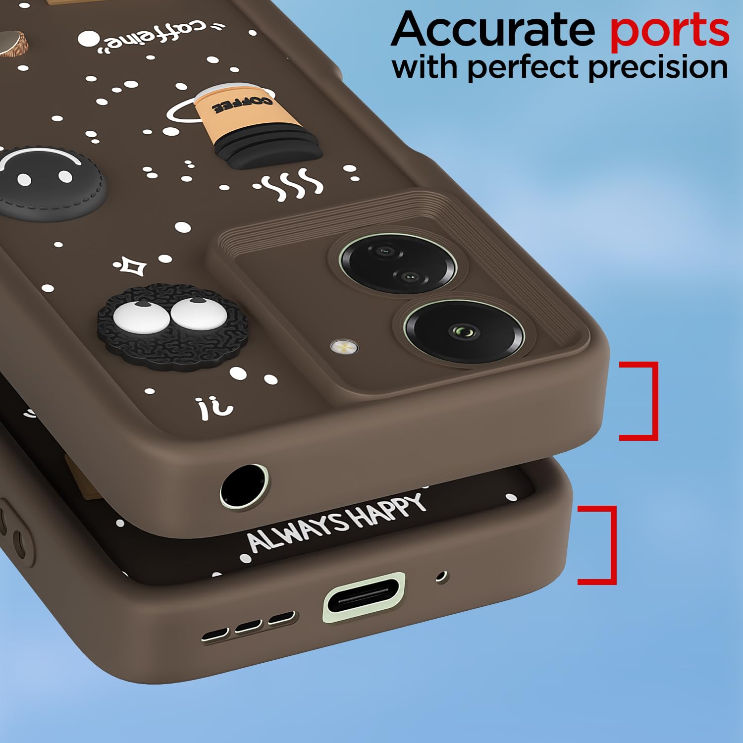 Pikkme brown Silicone mobile cover for Redmi 13C 4G/3D – photo 4