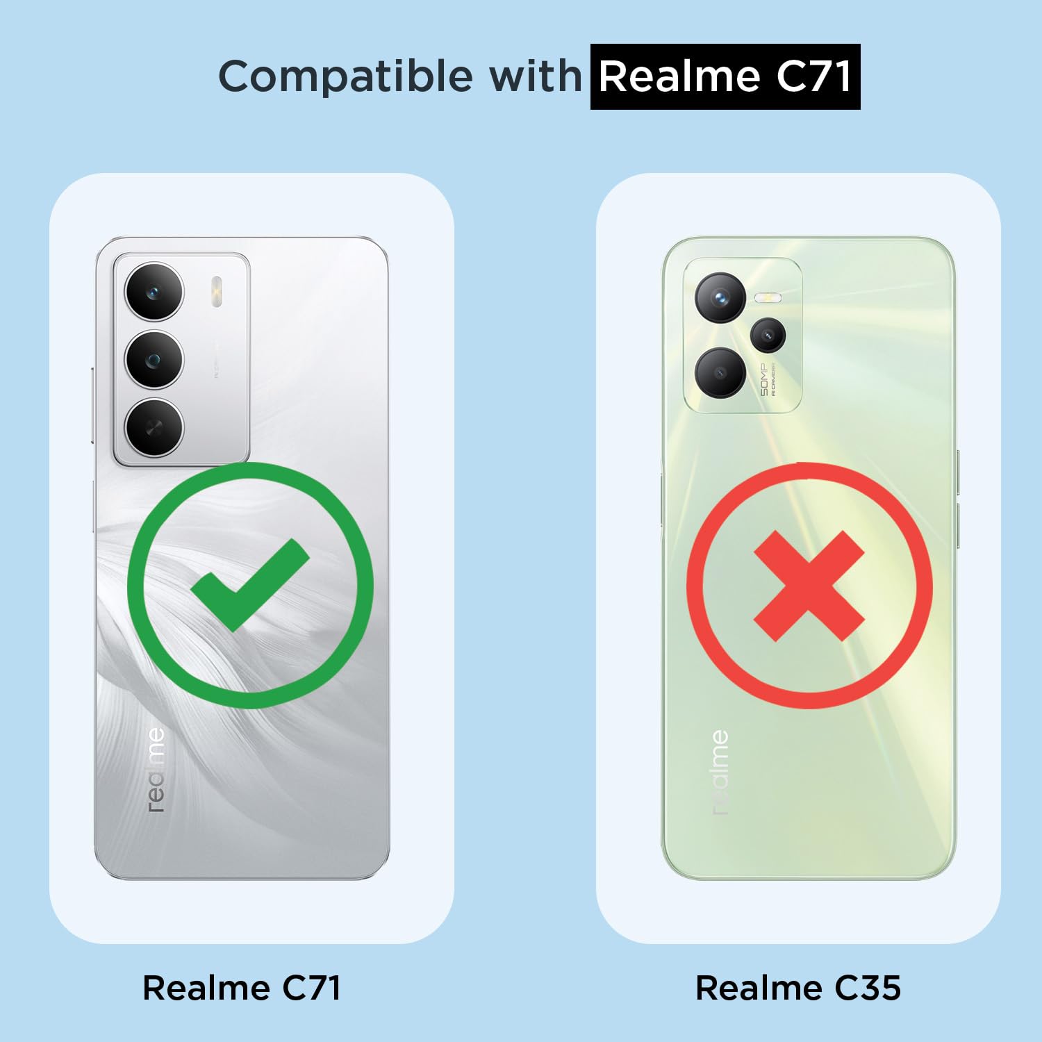 Pikkme Realme C71 Mag-Safe Shockproof PC + TPU Back Cover (Transparent)