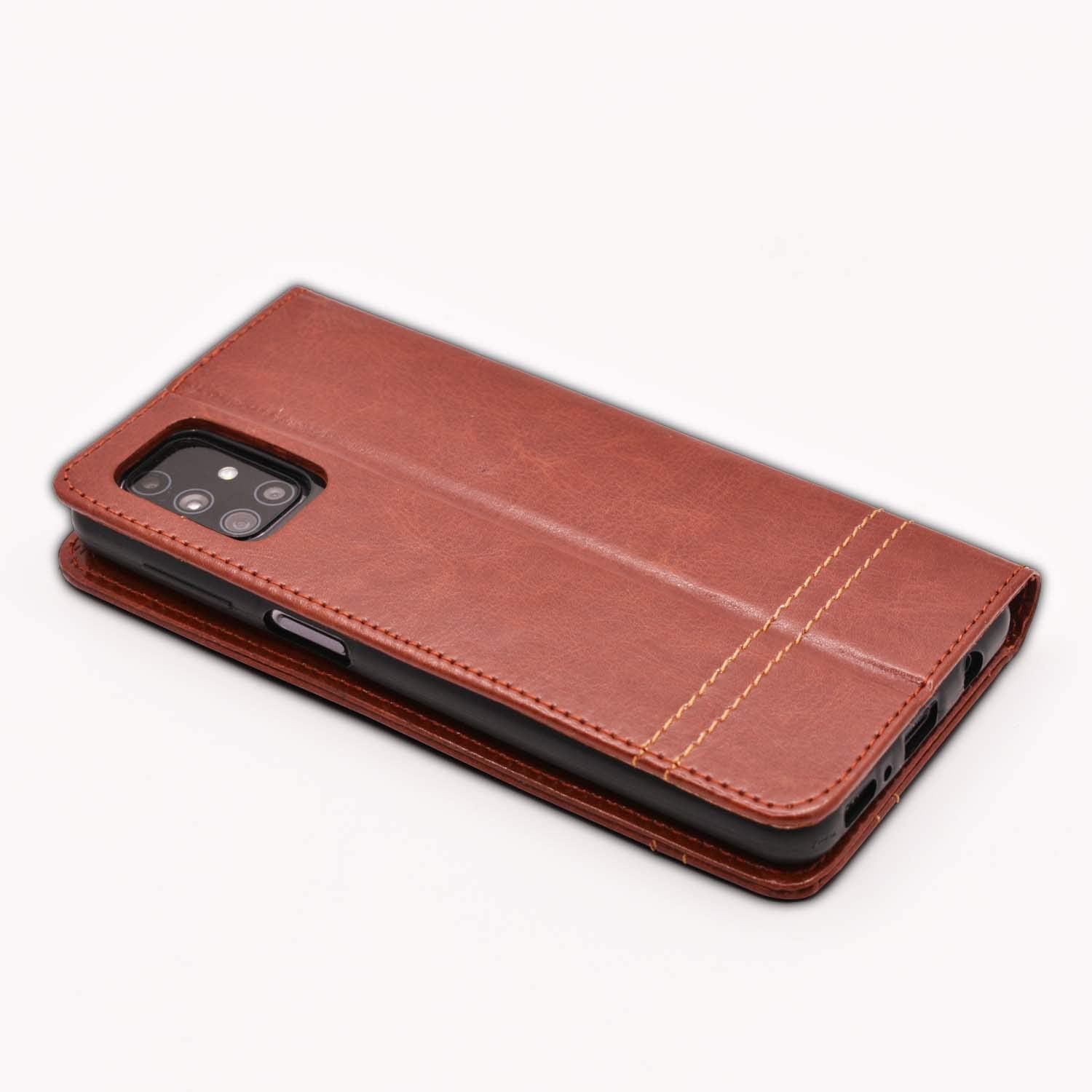 Pikkme Samsung Galaxy M31s  Magnetic Flip Cover (Brown)