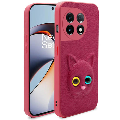 Pikkme pink Cat mobile back cover for OnePlus 11R 5G
